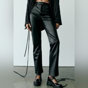 Zara Faux leather stove pipe pants
